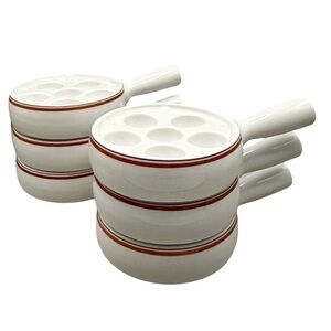 Vtg Porcelaine d'Auteuil Jacques Lobjoy Service Bistrot Escargot Dishes Set of 6